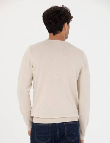 Kum Melanj Slim Fit Bisiklet Yaka Basic Triko Kazak