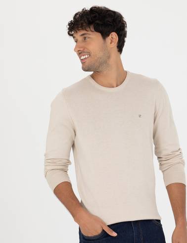 Kum Melanj Slim Fit Bisiklet Yaka Basic Triko Kazak