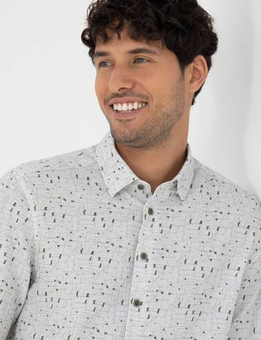 Gri Slim Fit Uzun Kollu Gömlek