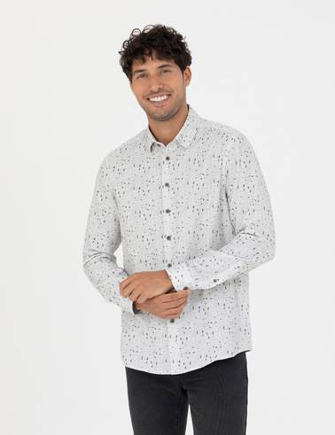 Gri Slim Fit Uzun Kollu Gömlek