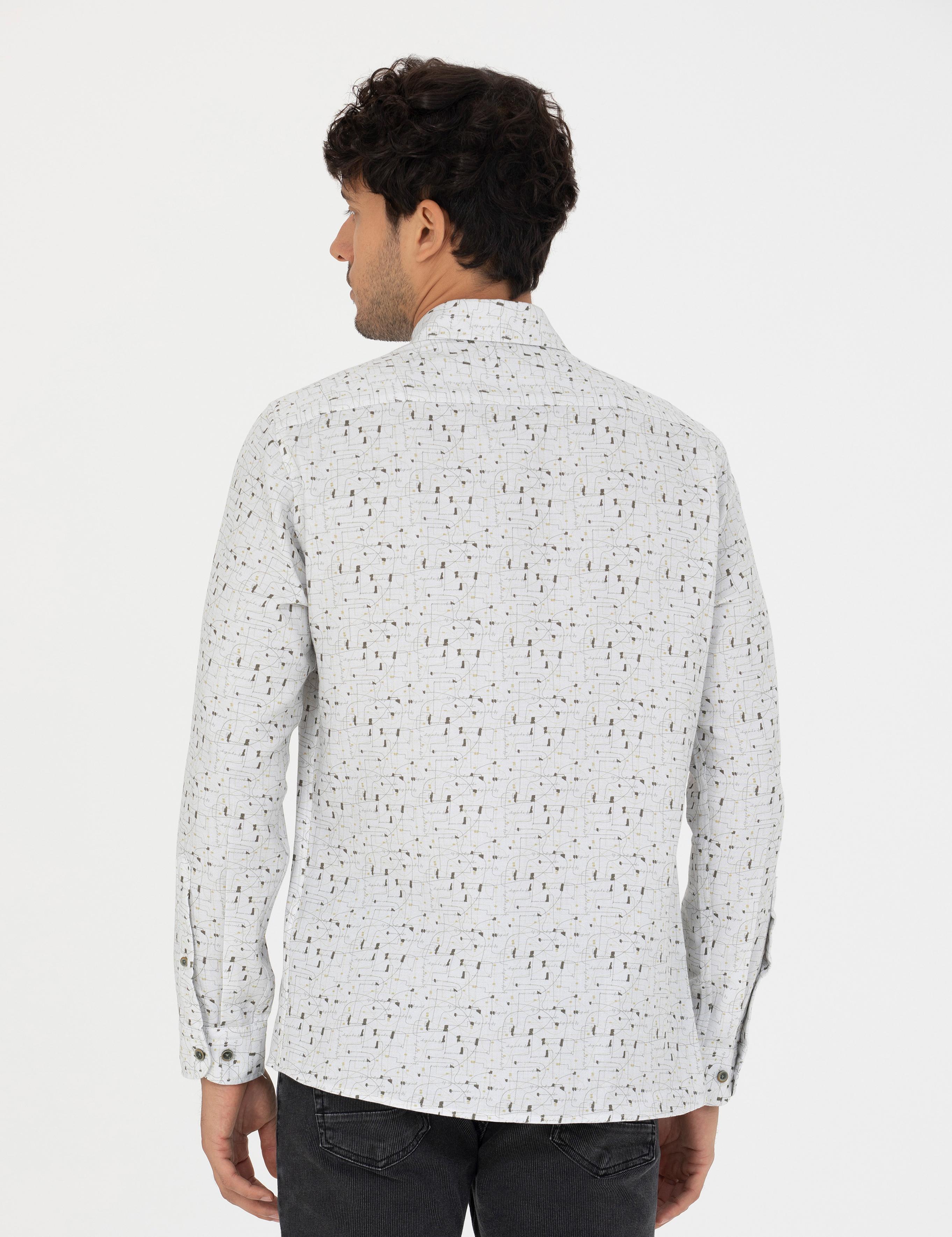 Gri Slim Fit Uzun Kollu Gömlek