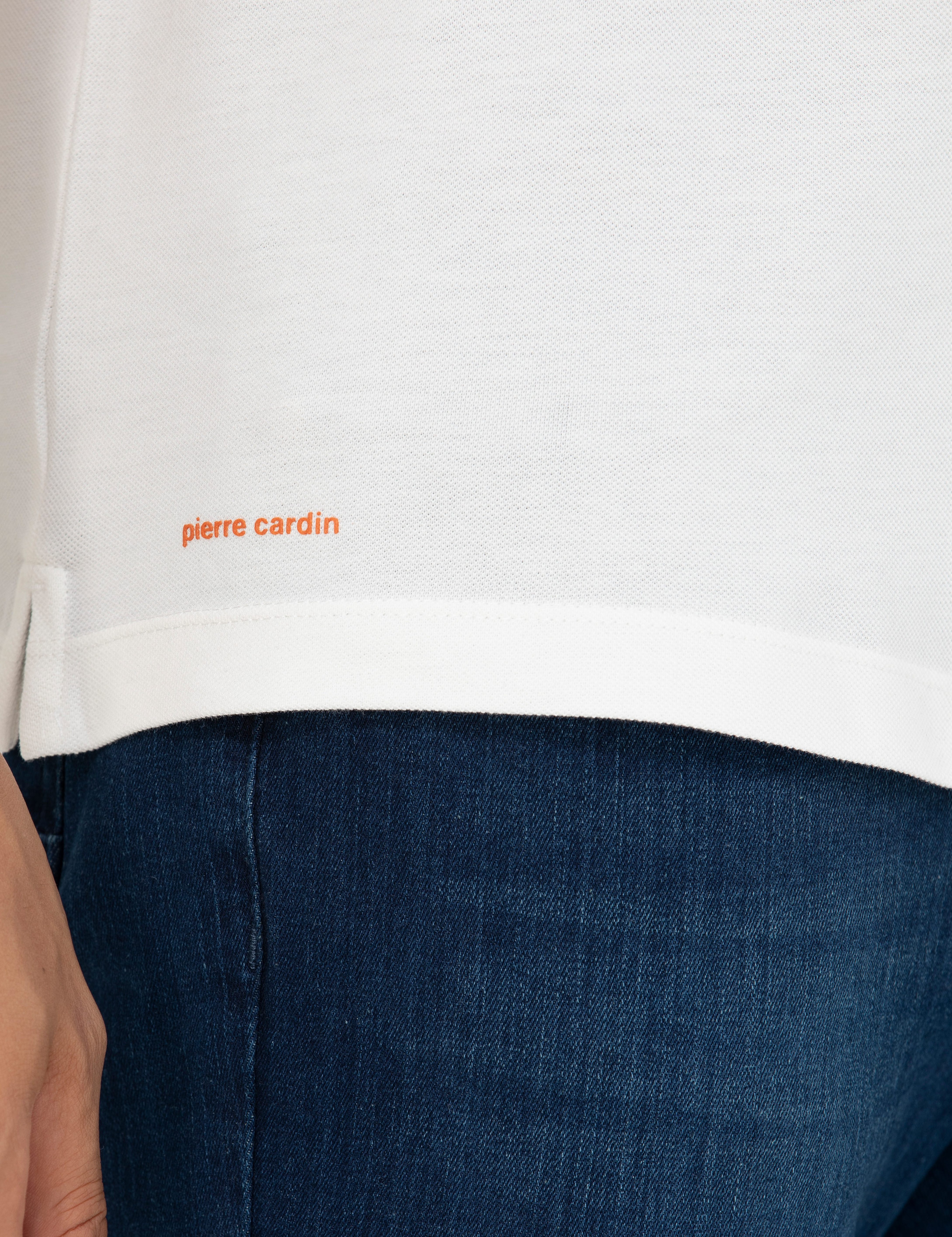 Ekru Slim Fit %100 Pamuk Fermuarlı Polo Yaka Tişört - Image 7