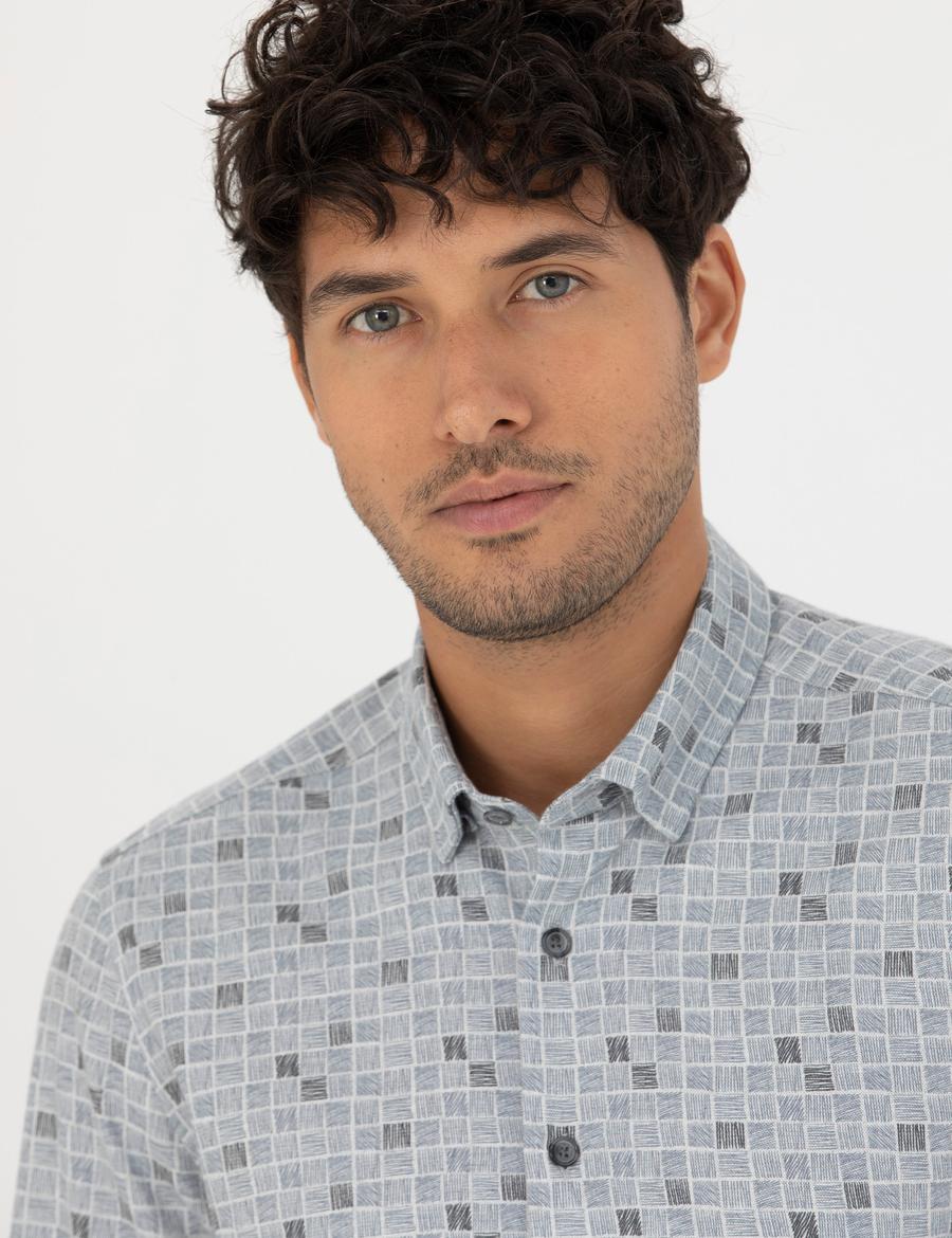 Mavi Slim Fit Uzun Kollu Gömlek