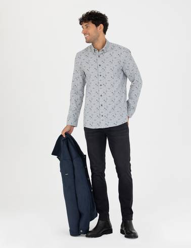 Mavi Slim Fit Uzun Kollu Gömlek