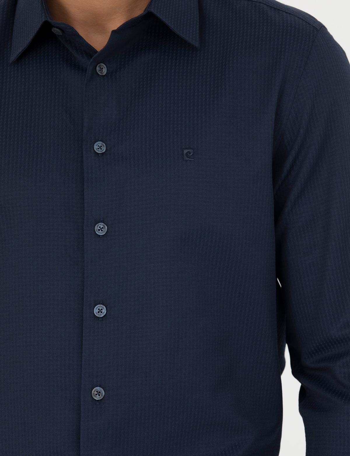 Lacivert Slim Fit Uzun Kollu Gömlek - 50277399001