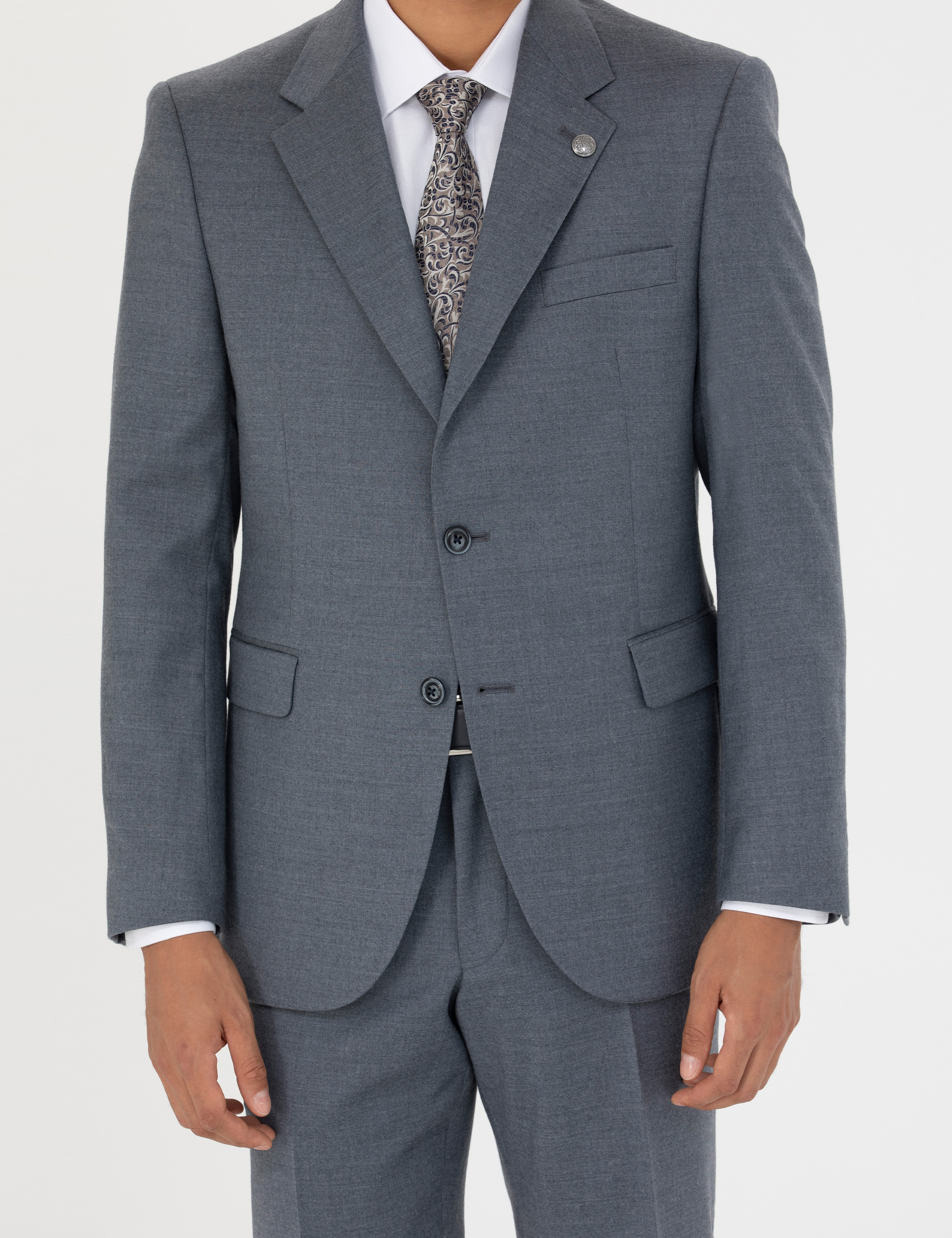 %100 Yün Mavi Slim Fit Takım Elbise