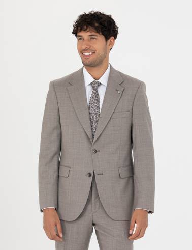 %100 Yün Açık Kahverengi Slim Fit Takım Elbise