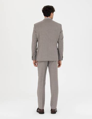 %100 Yün Açık Kahverengi Slim Fit Takım Elbise