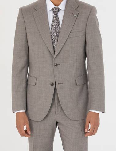 %100 Yün Açık Kahverengi Slim Fit Takım Elbise