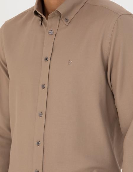 Açık Kahverengi Slim Fit Uzun Kollu Gömlek - 50275814081