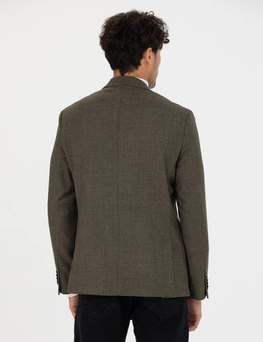 %100 Yün Haki Slim Fit Ceket