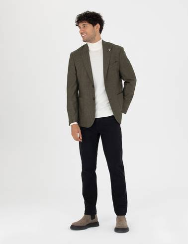 %100 Yün Haki Slim Fit Ceket