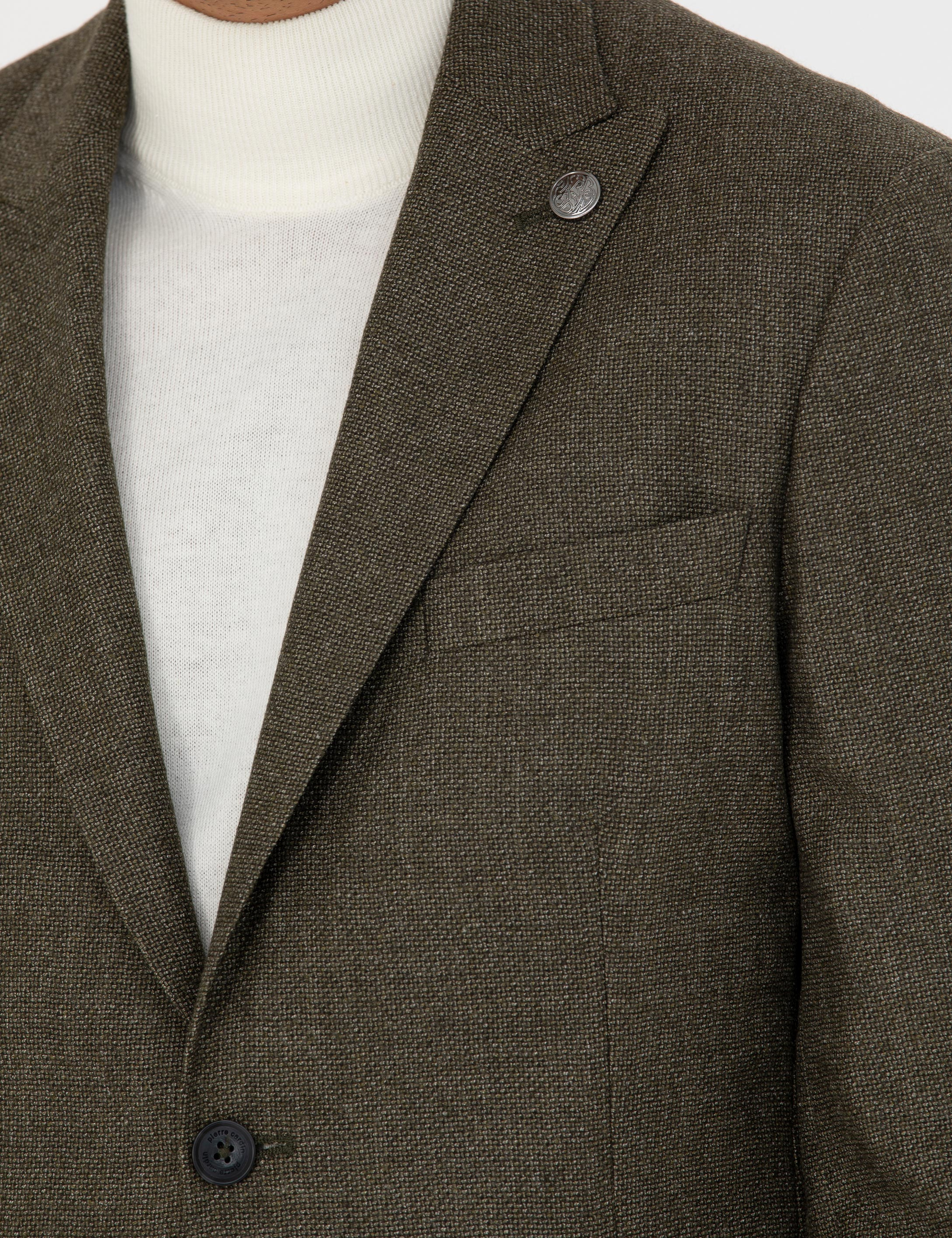 %100 Yün Haki Slim Fit Ceket - Image 7
