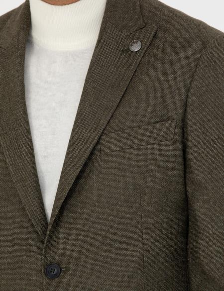 %100 Yün Haki Slim Fit Ceket - 50273161008