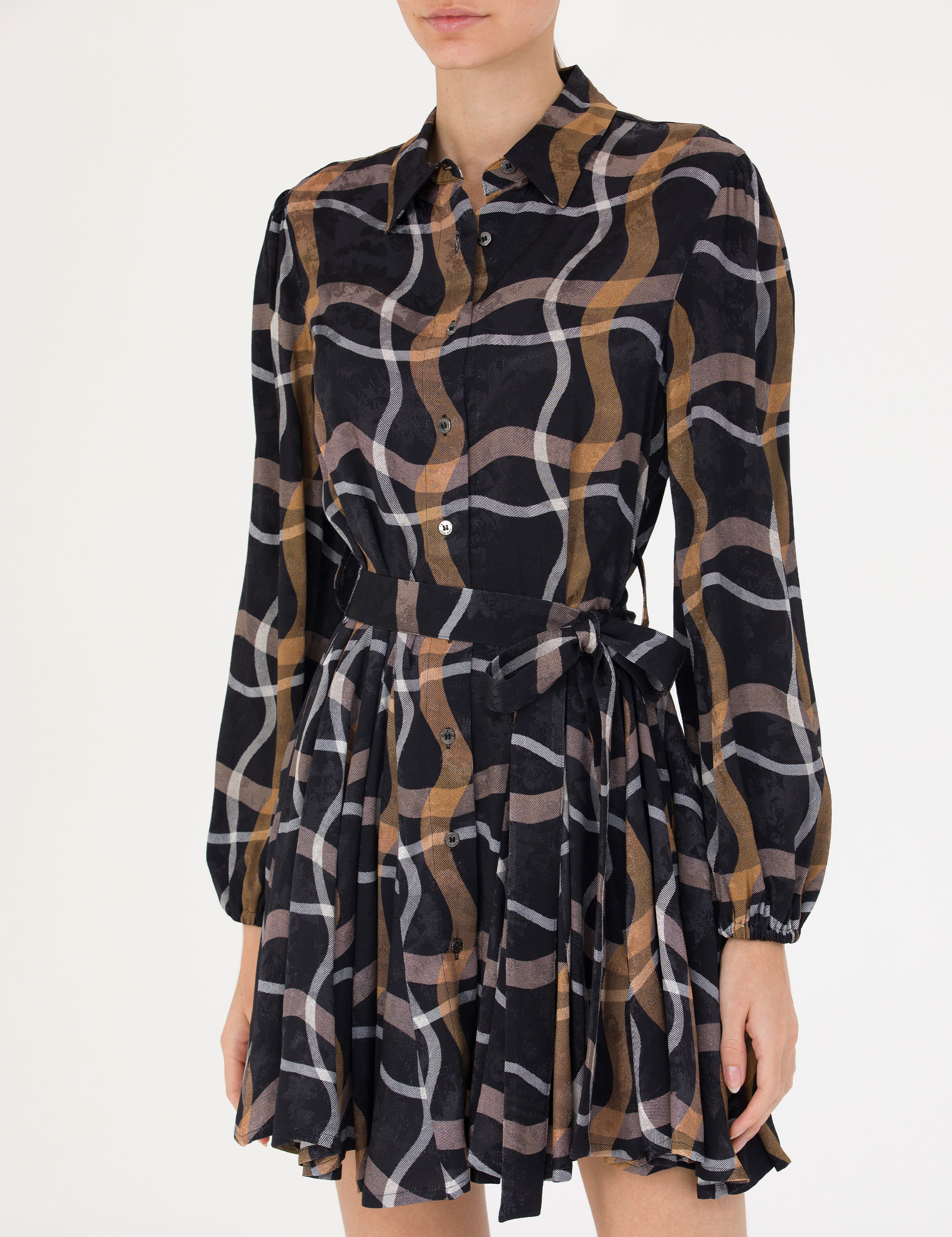 Siyah Comfort Fit Dokuma Elbise - Image 6