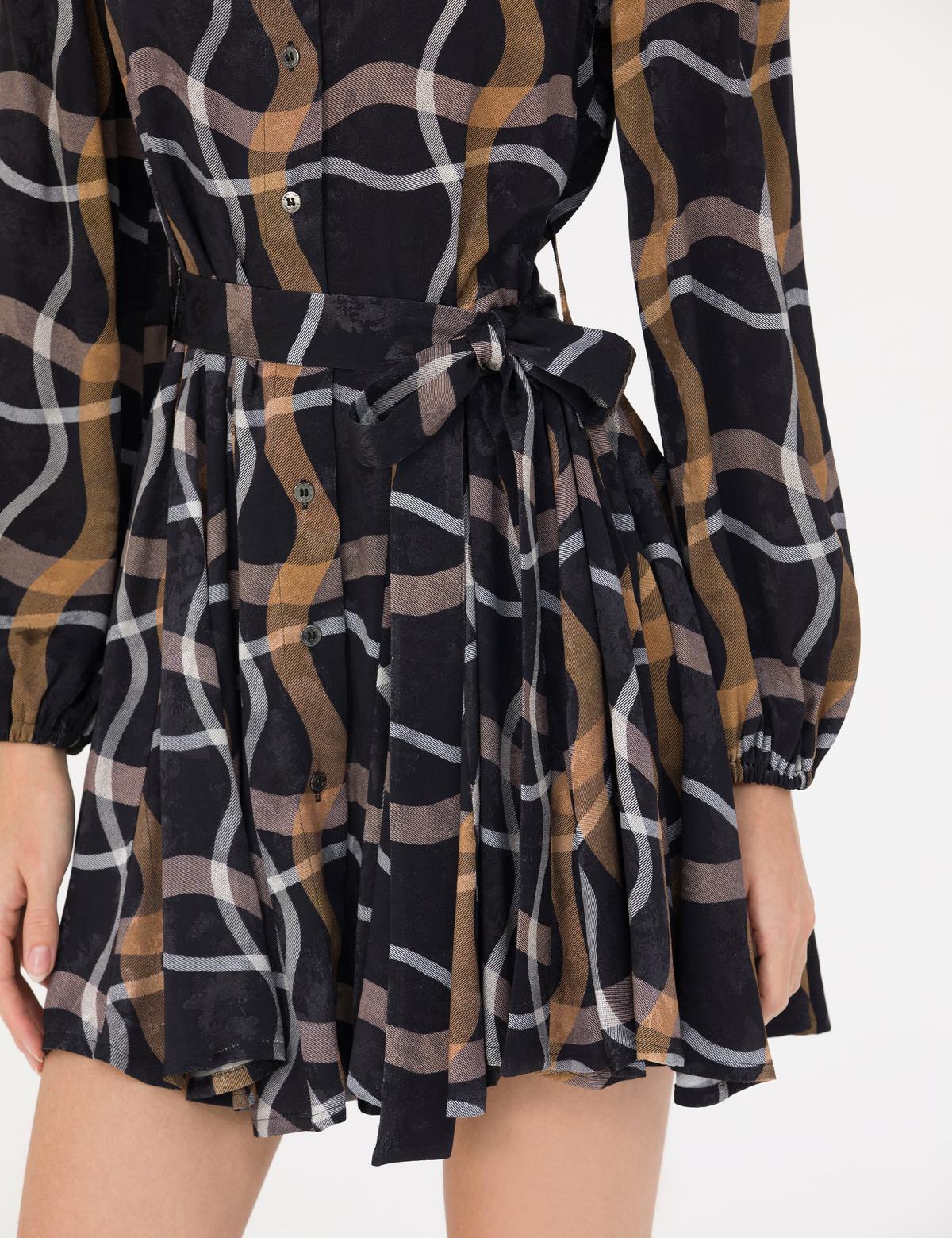 Siyah Comfort Fit Dokuma Elbise - 50272961002