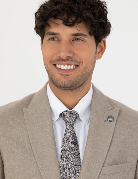 Bej Ekstra Slim Fit Yün Karışımlı Blazer Ceket - 50273158041