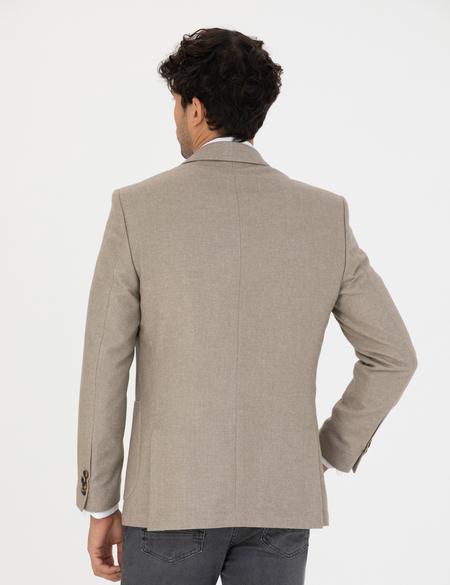 Bej Ekstra Slim Fit Yün Karışımlı Blazer Ceket - 50273158041