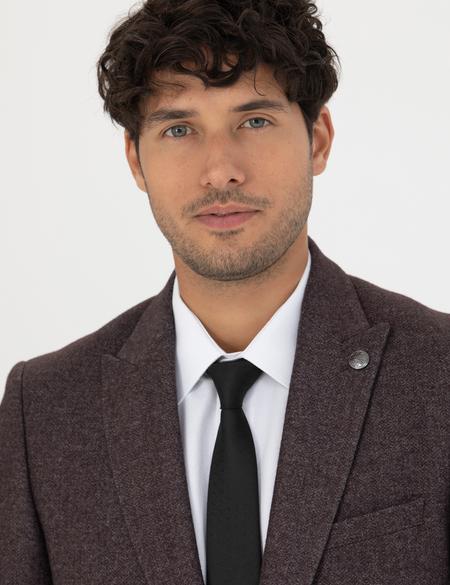 Bordo Ekstra Slim Fit Yün Karışımlı Blazer Ceket - 50273158080