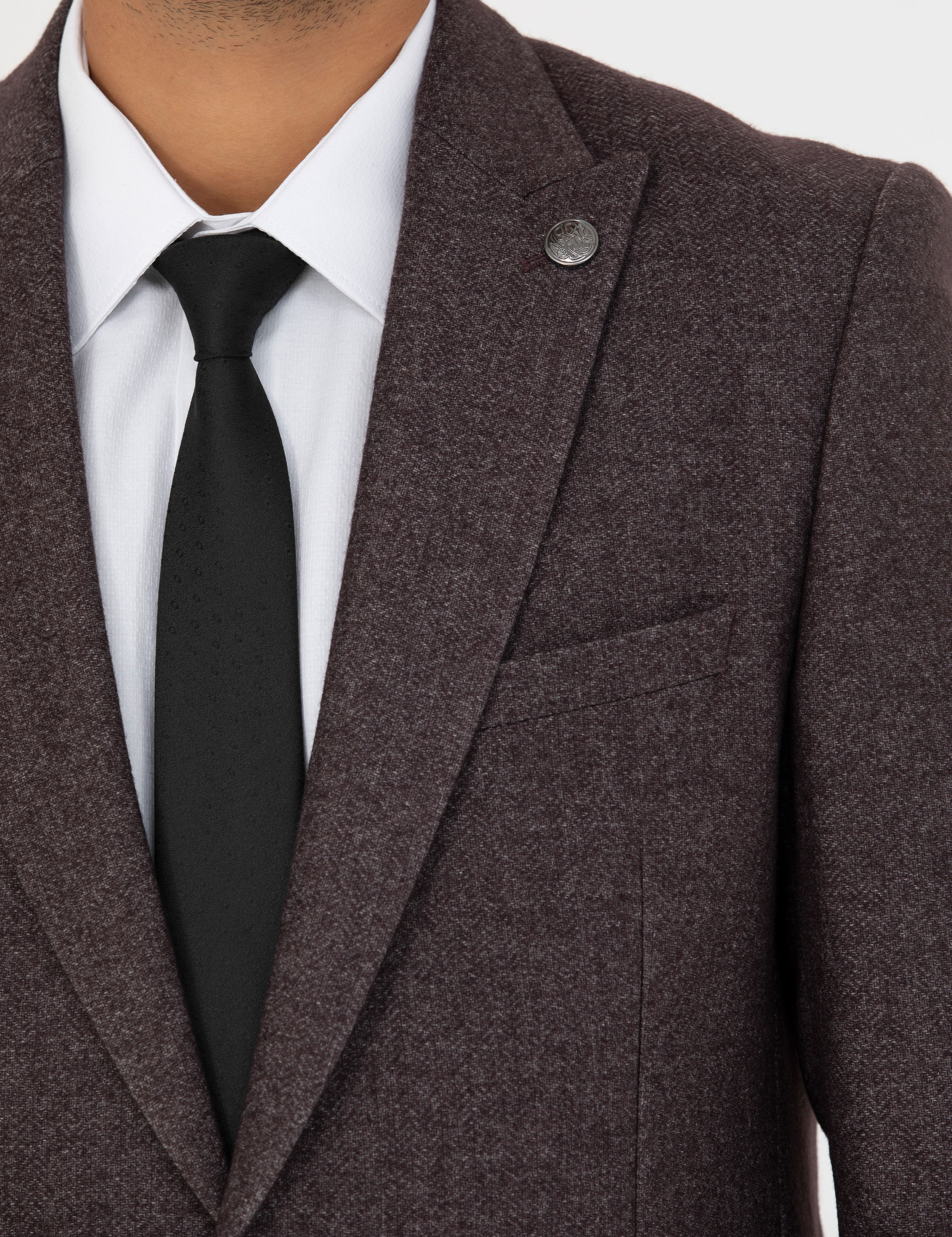 Bordo Ekstra Slim Fit Yün Karışımlı Blazer Ceket - Image 7