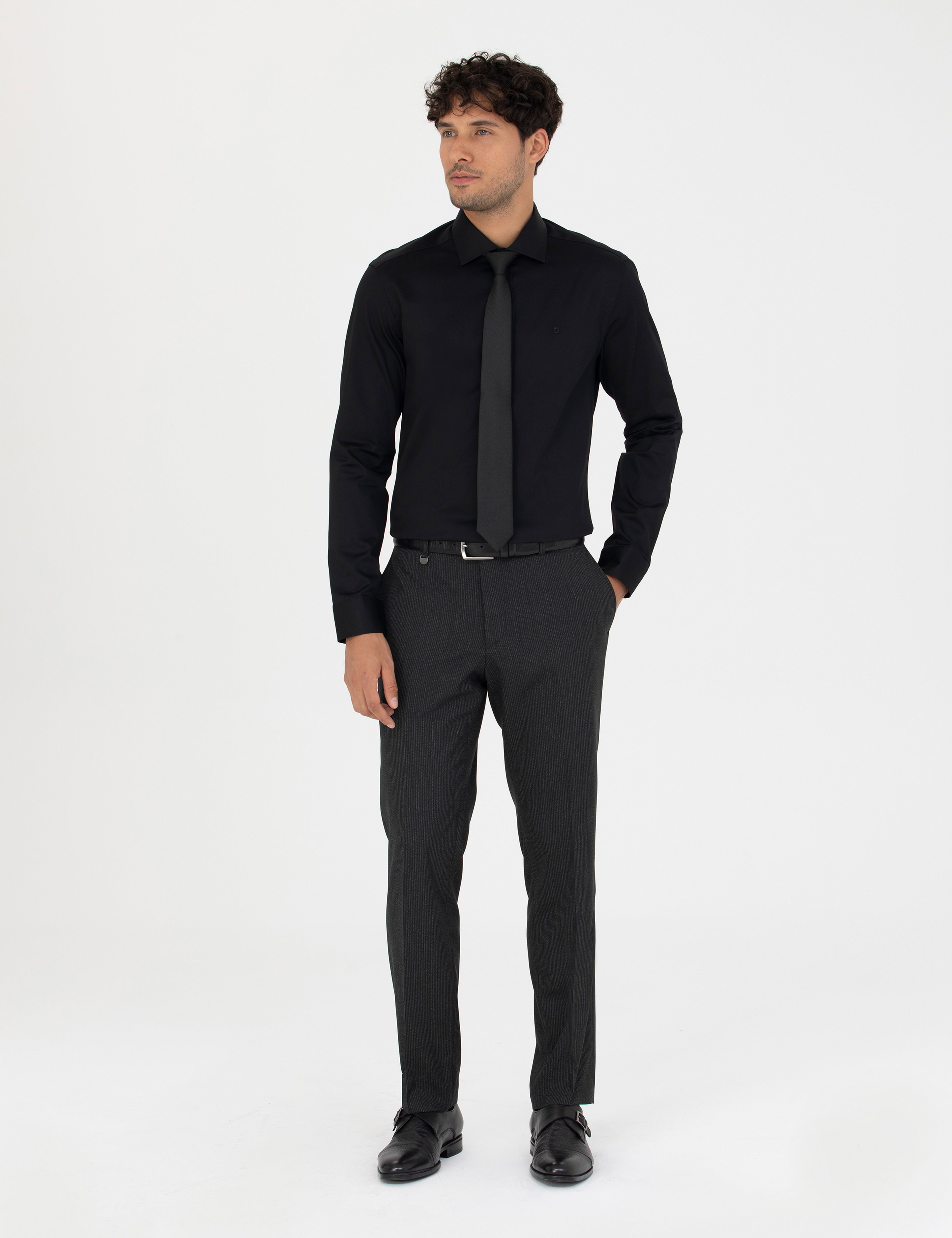 Antrasit Slim Fit Kumaş Pantolon - Image 3