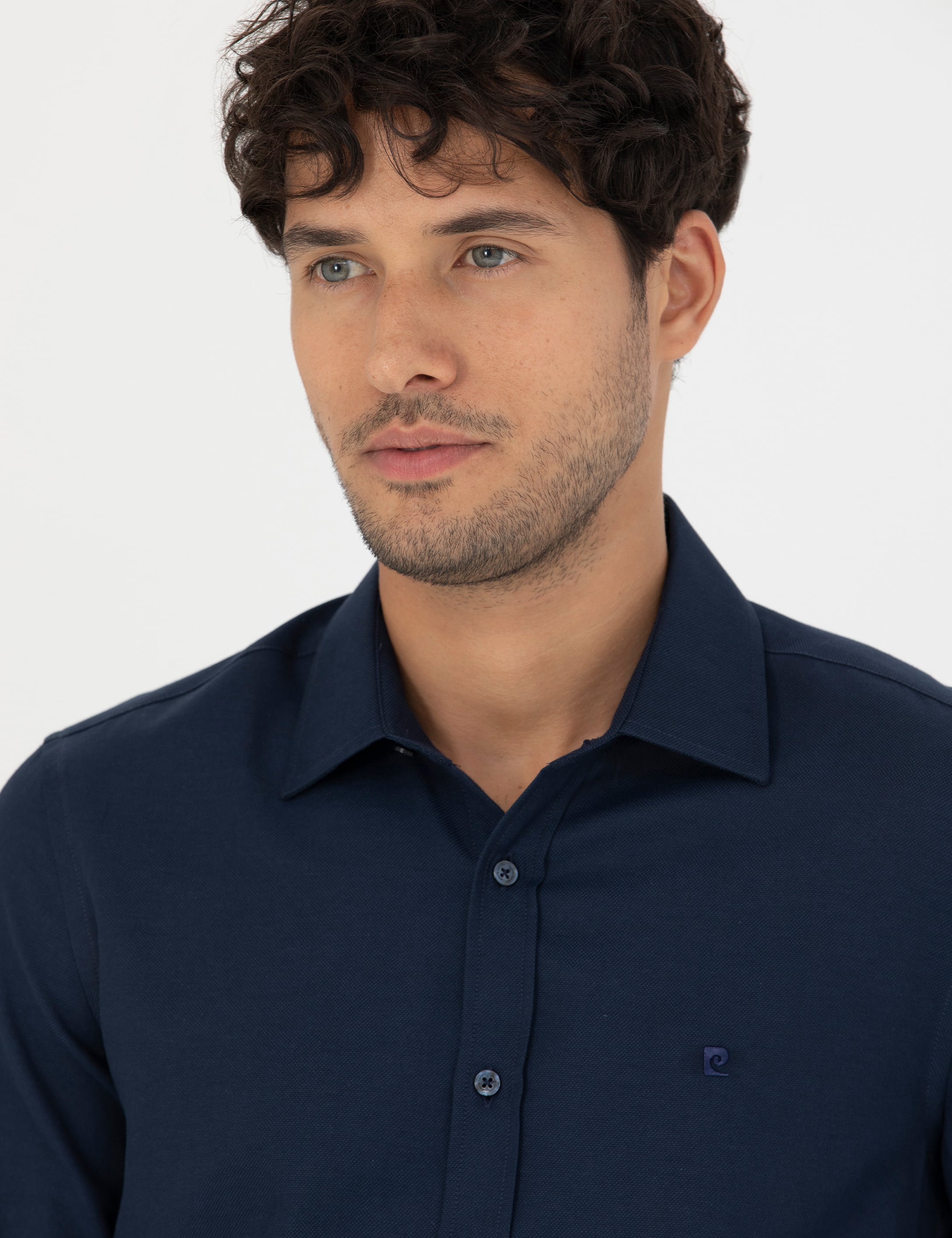 Pierre Cardin Lacivert Slim Fit Uzun Kollu Gömlek görsel 2