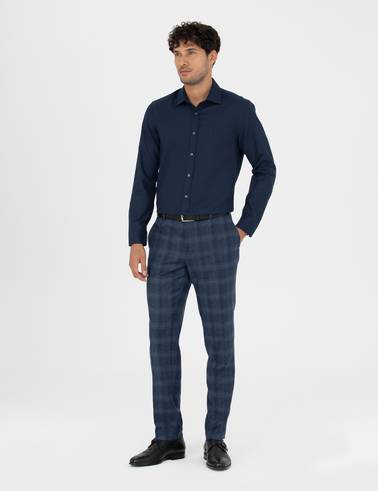 Lacivert Slim Fit Uzun Kollu Gömlek