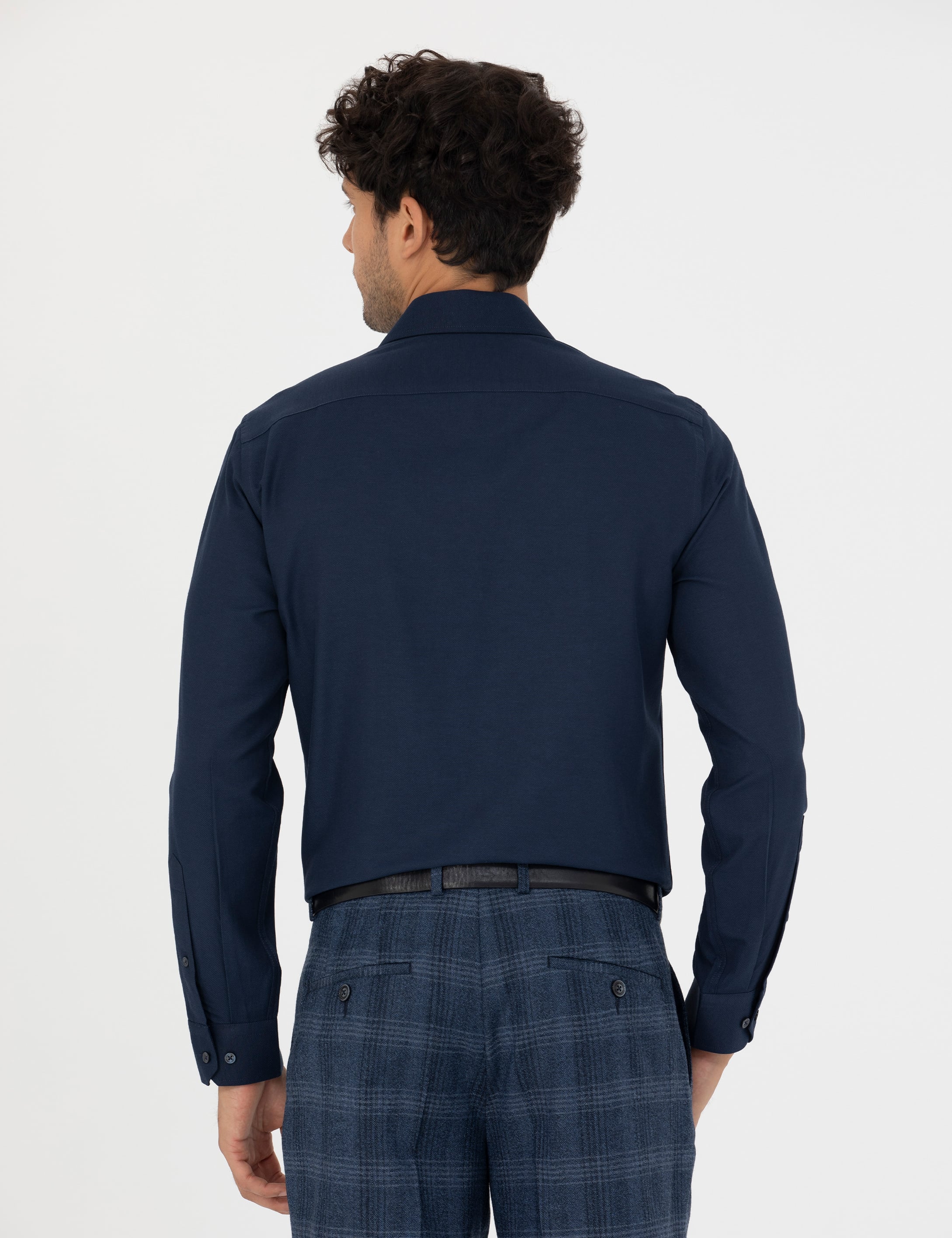 Pierre Cardin Lacivert Slim Fit Uzun Kollu Gömlek görsel 5
