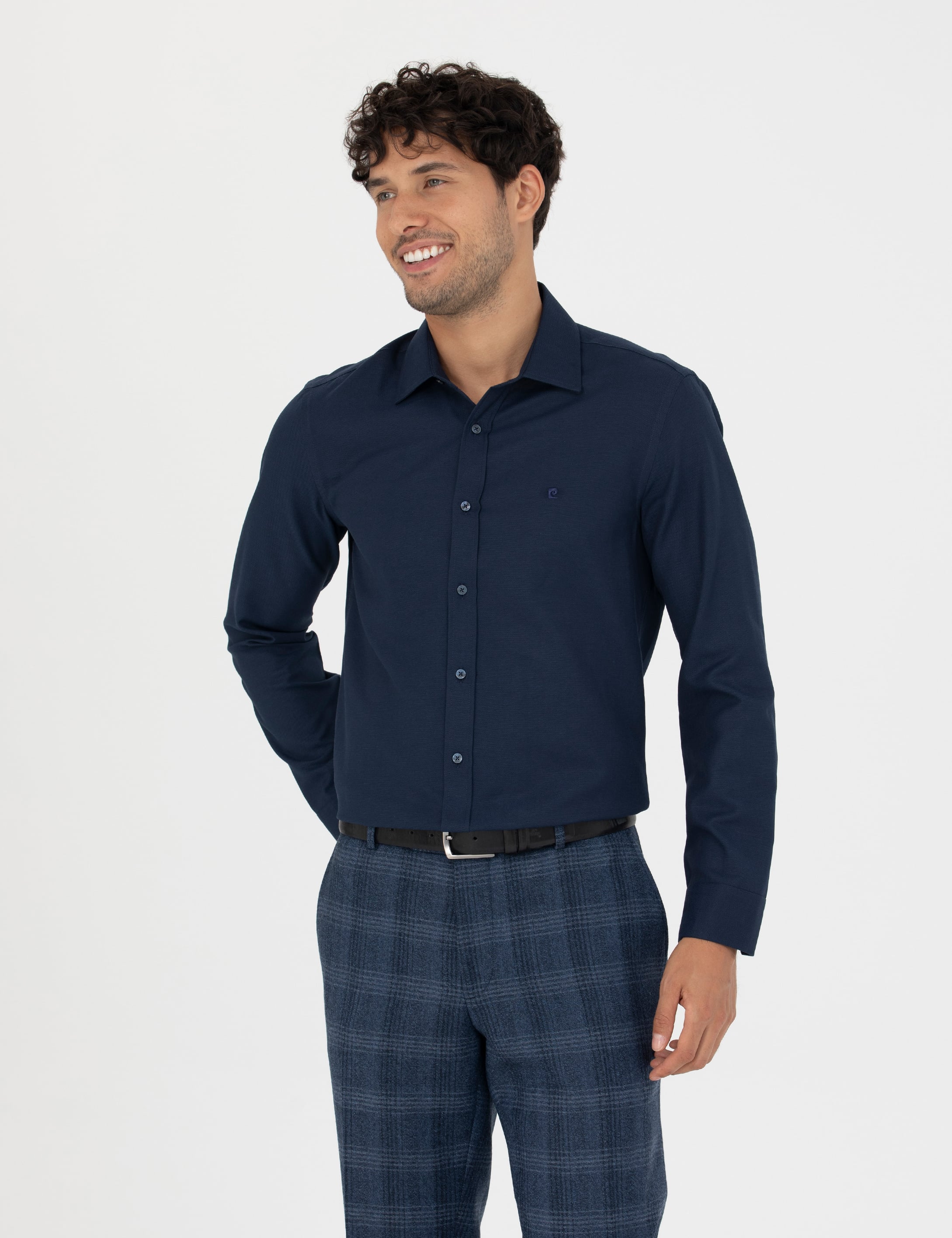 Pierre Cardin Lacivert Slim Fit Uzun Kollu Gömlek görsel 3