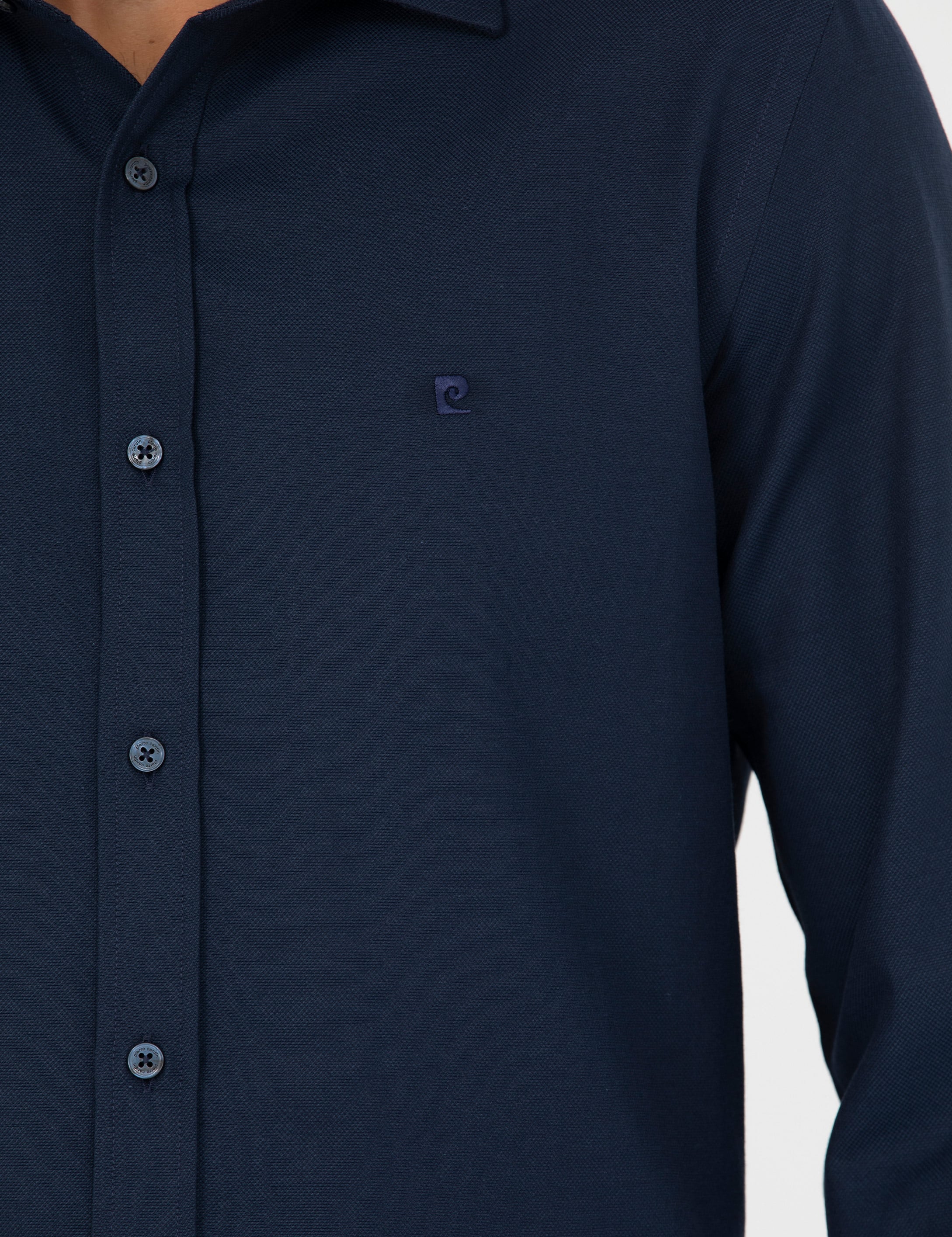 Lacivert Slim Fit Uzun Kollu Gömlek