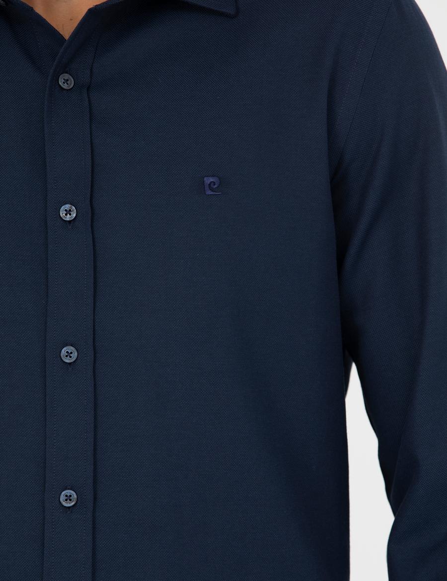 Lacivert Slim Fit Uzun Kollu Gömlek