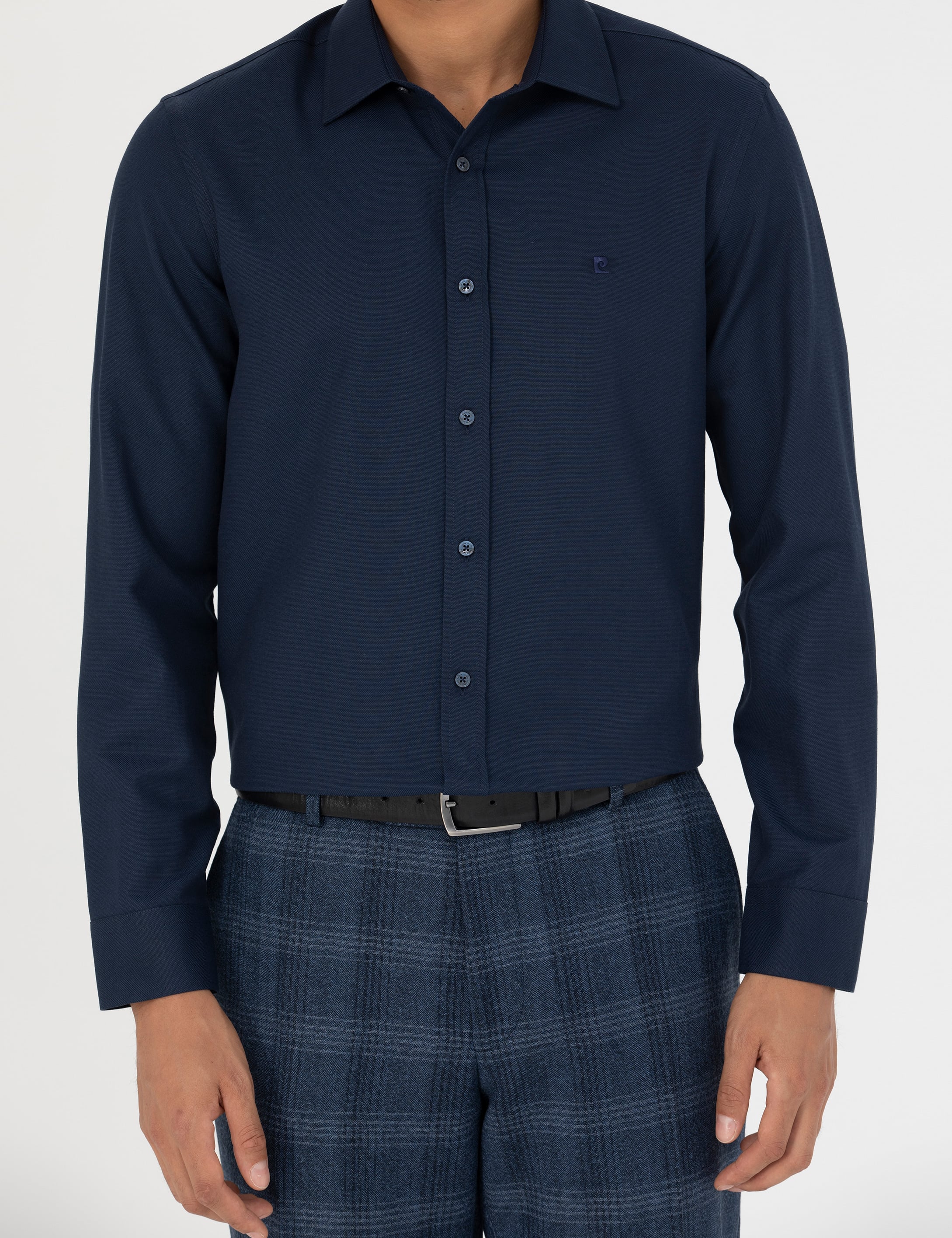 Lacivert Slim Fit Uzun Kollu Gömlek