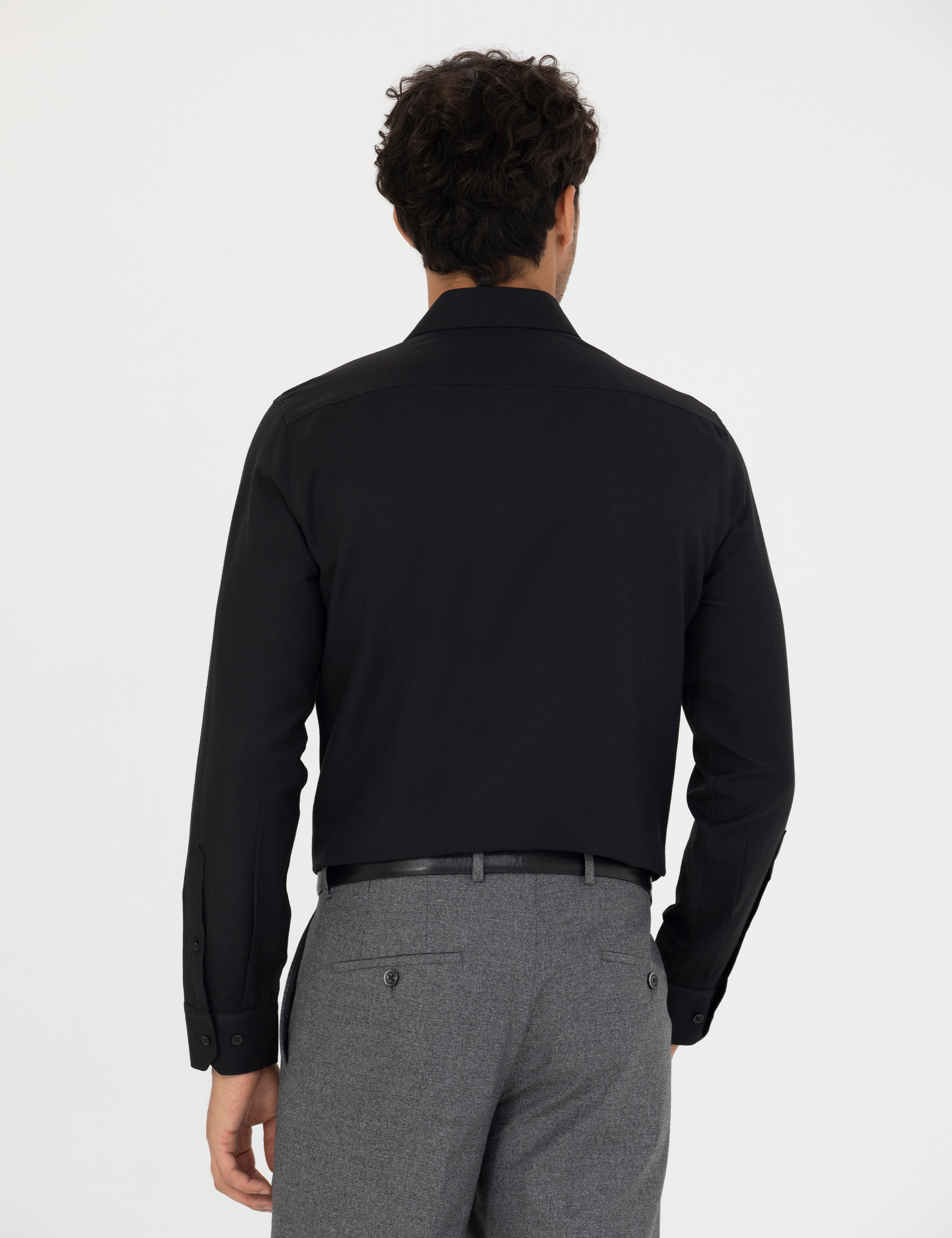 Pierre Cardin Siyah Slim Fit Uzun Kollu Gömlek görsel 5