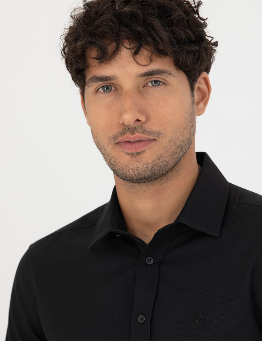 Siyah Slim Fit Uzun Kollu Gömlek