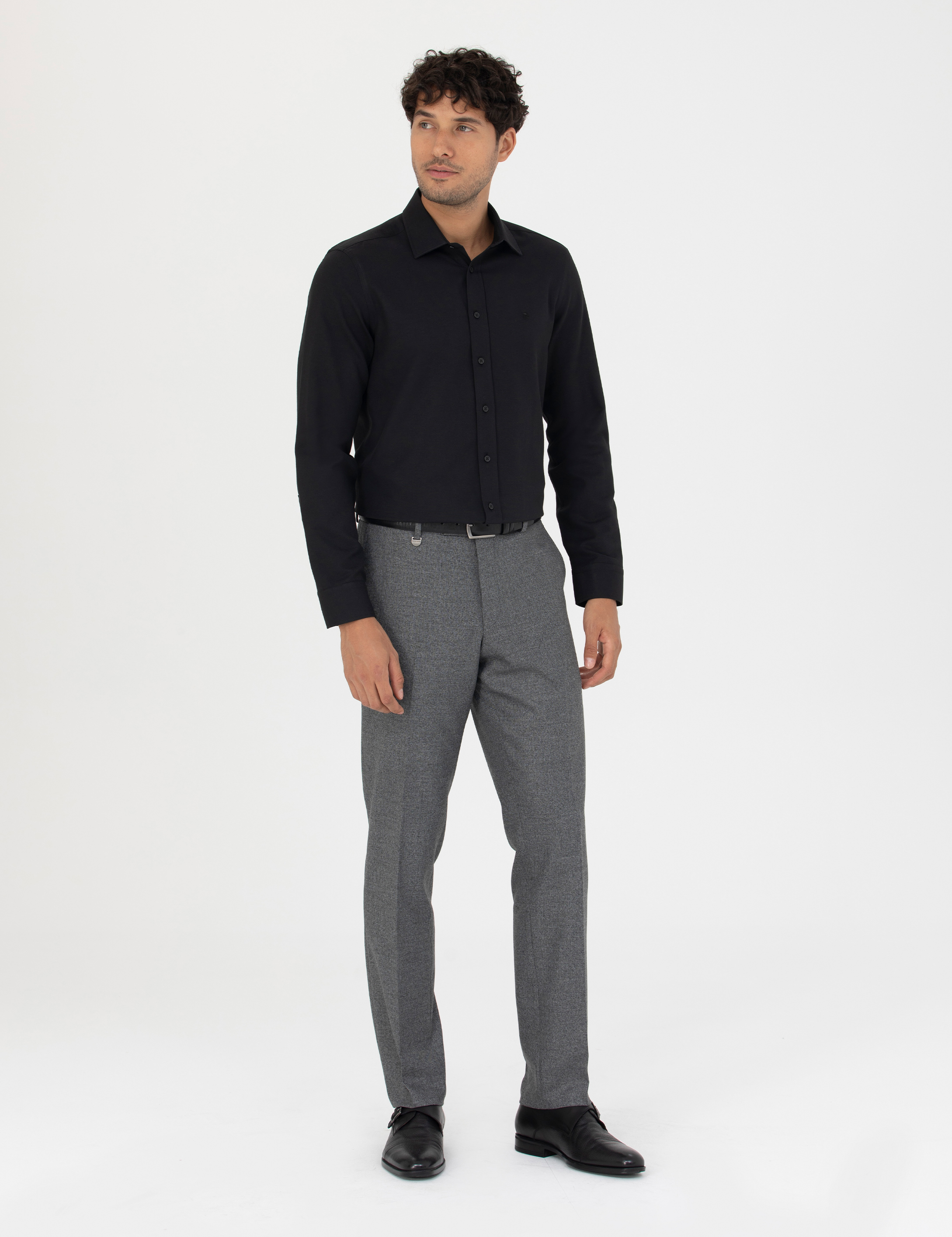 Pierre Cardin Siyah Slim Fit Uzun Kollu Gömlek görsel 4