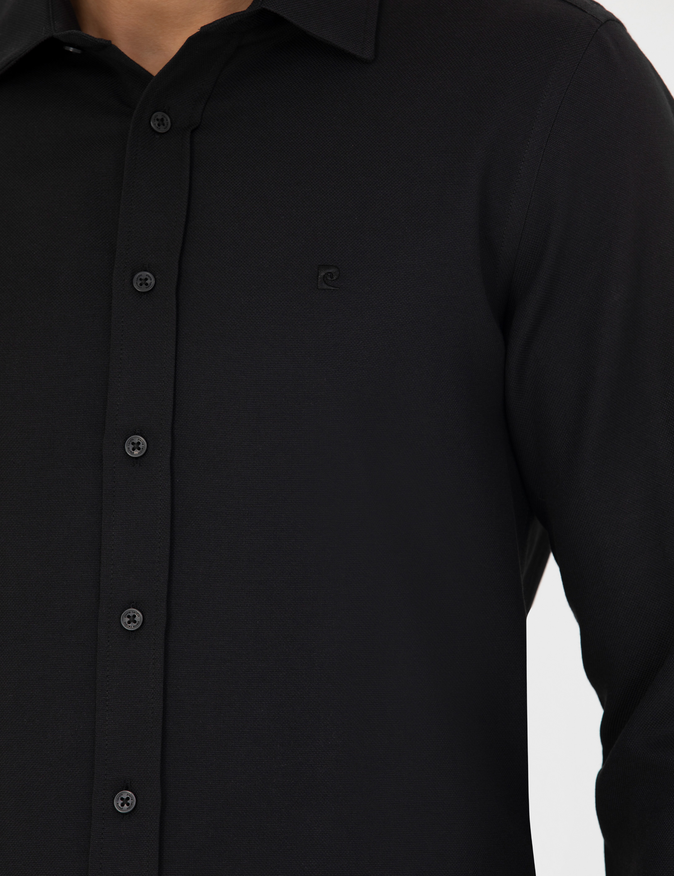 Pierre Cardin Siyah Slim Fit Uzun Kollu Gömlek görsel 7