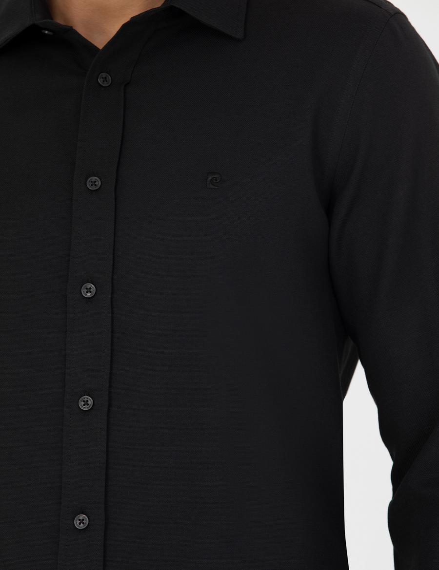 Siyah Slim Fit Uzun Kollu Gömlek