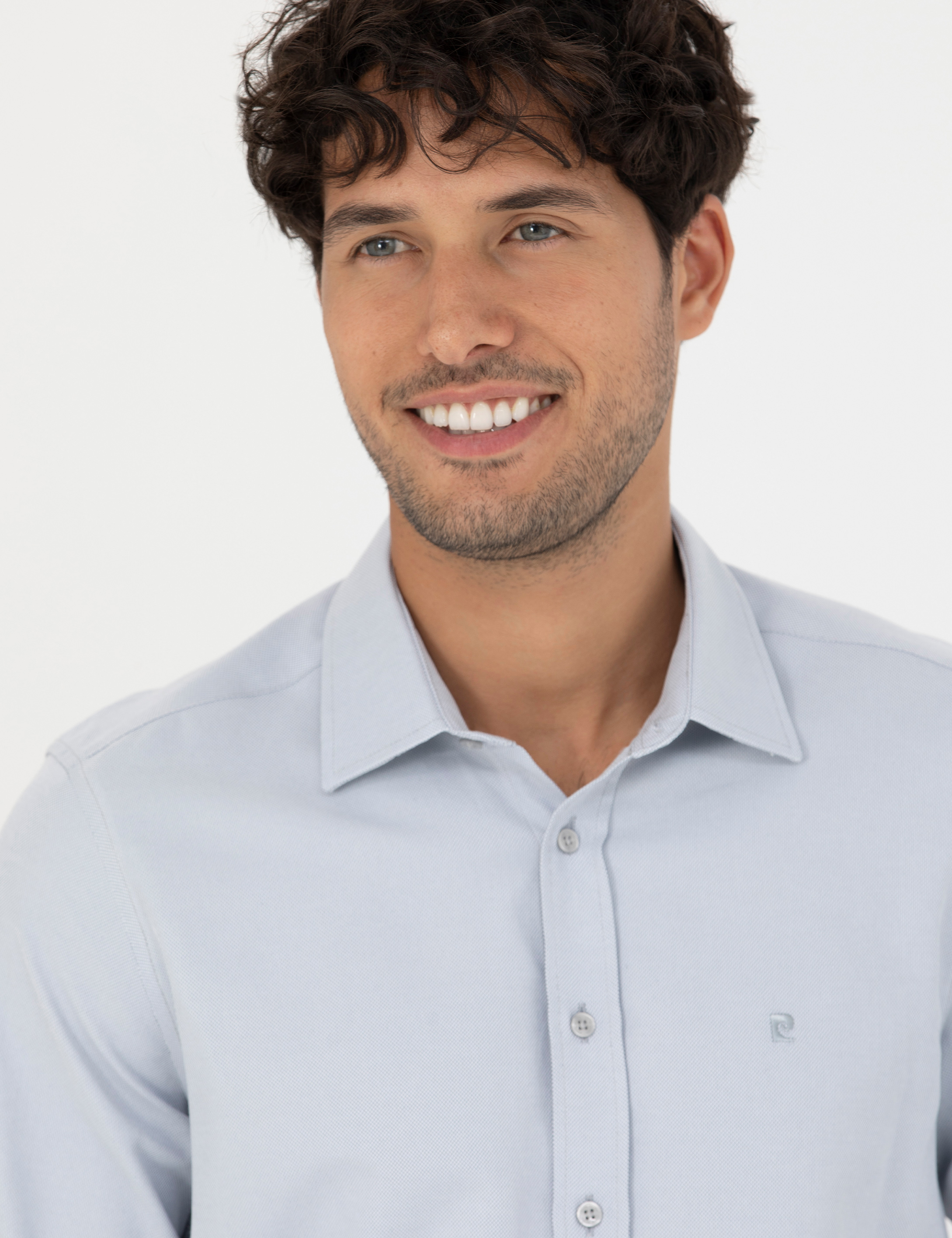 Gri Slim Fit Uzun Kollu Gömlek - Image 2