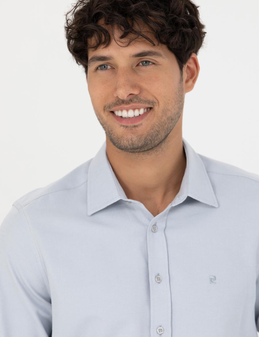 Gri Slim Fit Uzun Kollu Gömlek