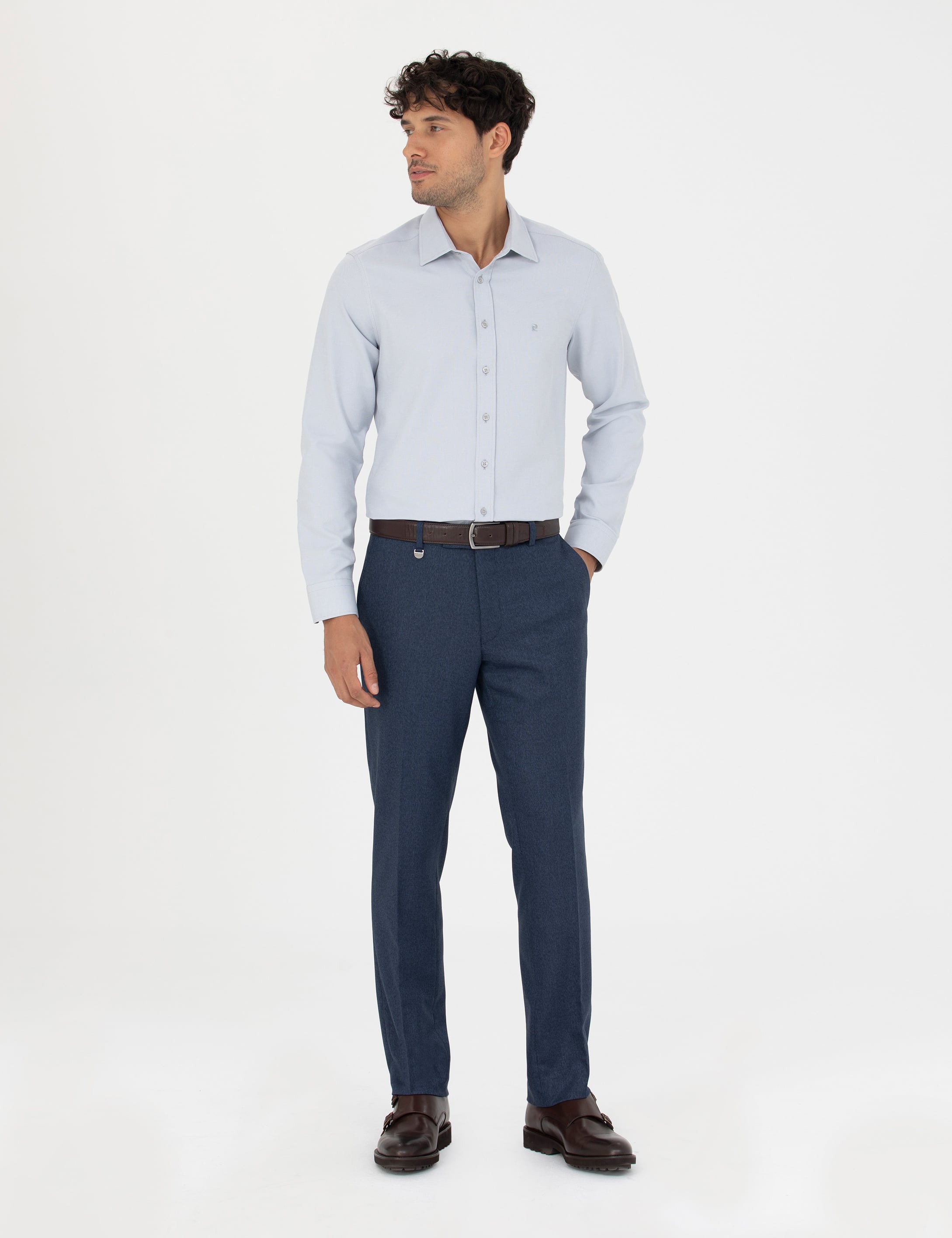 Gri Slim Fit Uzun Kollu Gömlek
