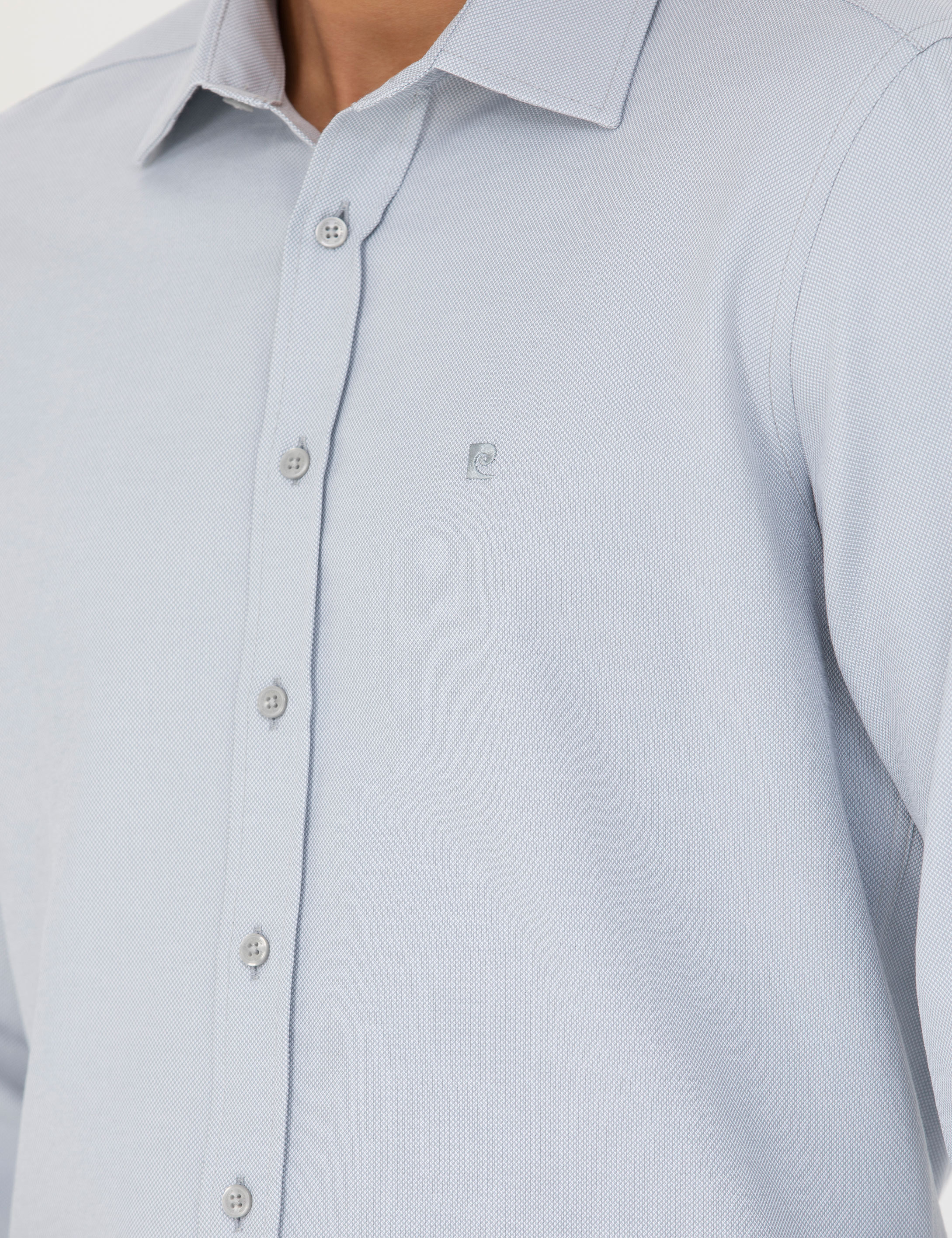 Gri Slim Fit Uzun Kollu Gömlek - Image 7