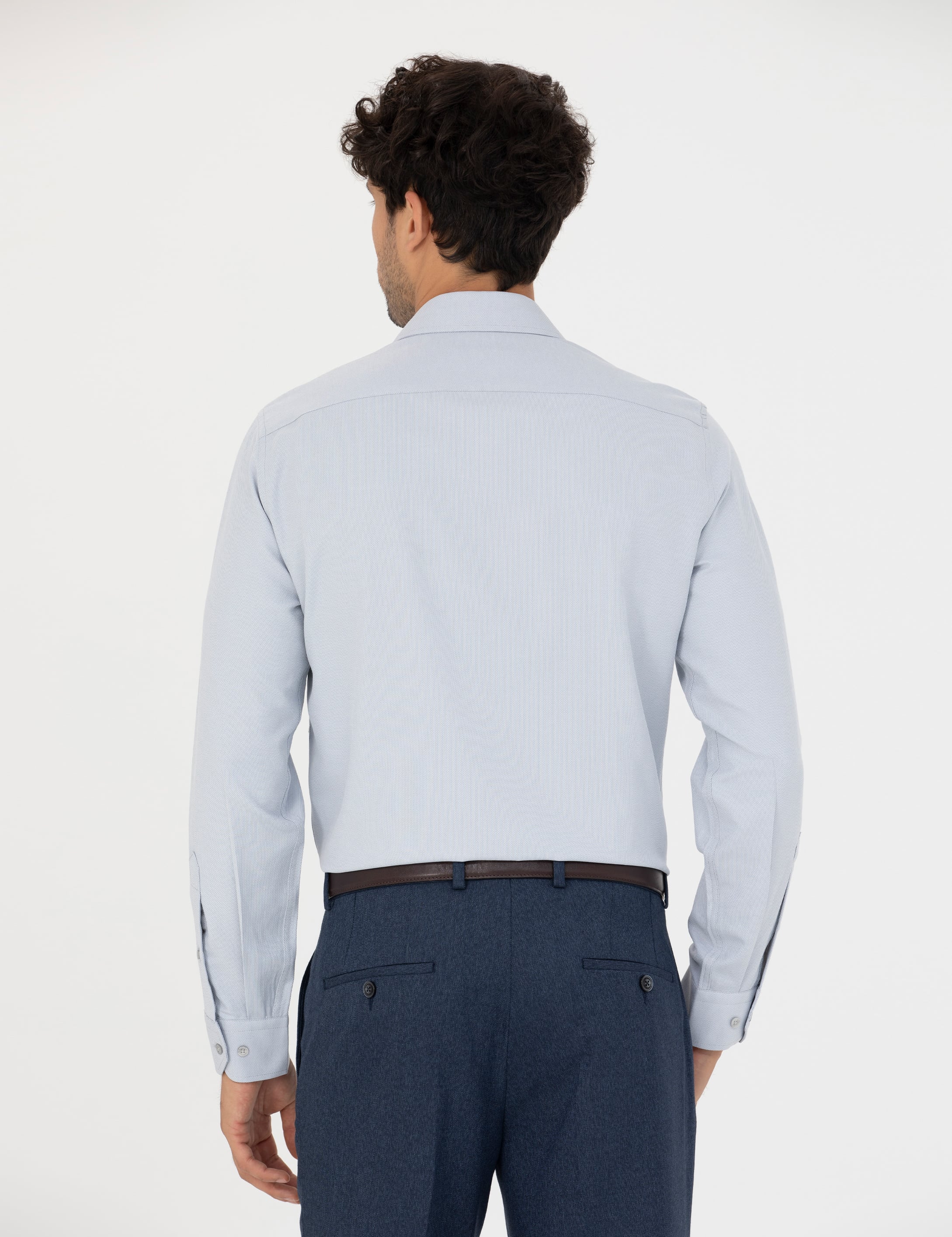 Gri Slim Fit Uzun Kollu Gömlek