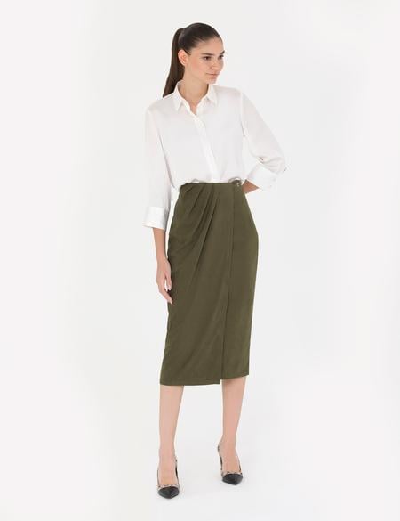 Haki Regular Dokuma Etek - 50273127007
