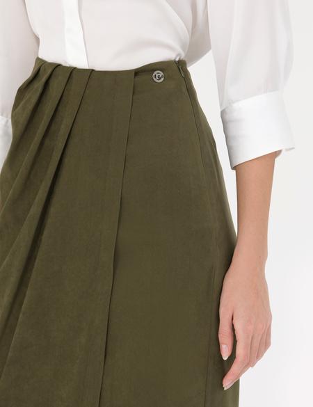 Haki Regular Dokuma Etek - 50273127007