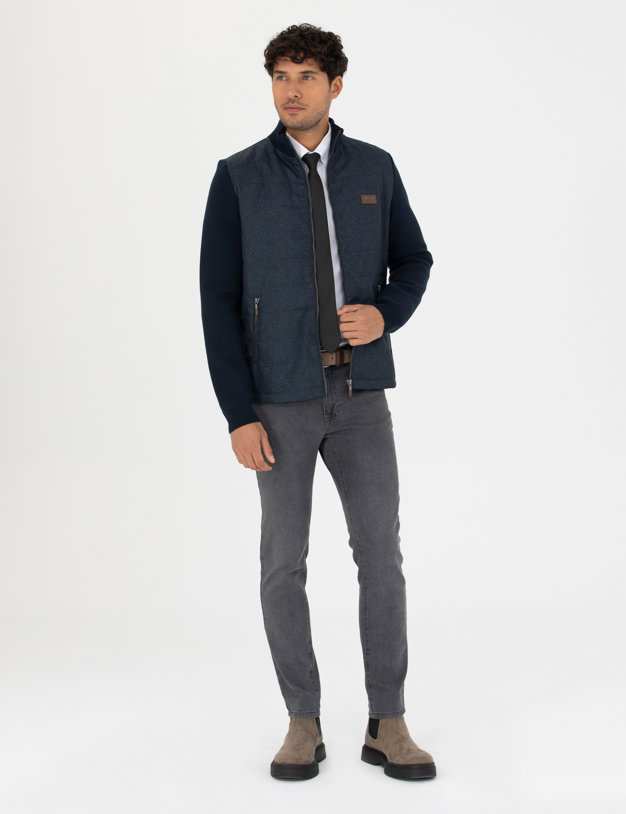 Pierre Cardin Lacivert Slim Fit Fermuarlı Triko Hırka görsel 4