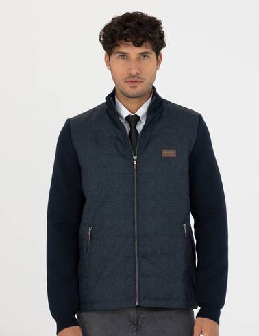 Lacivert Slim Fit Fermuarlı Triko Hırka