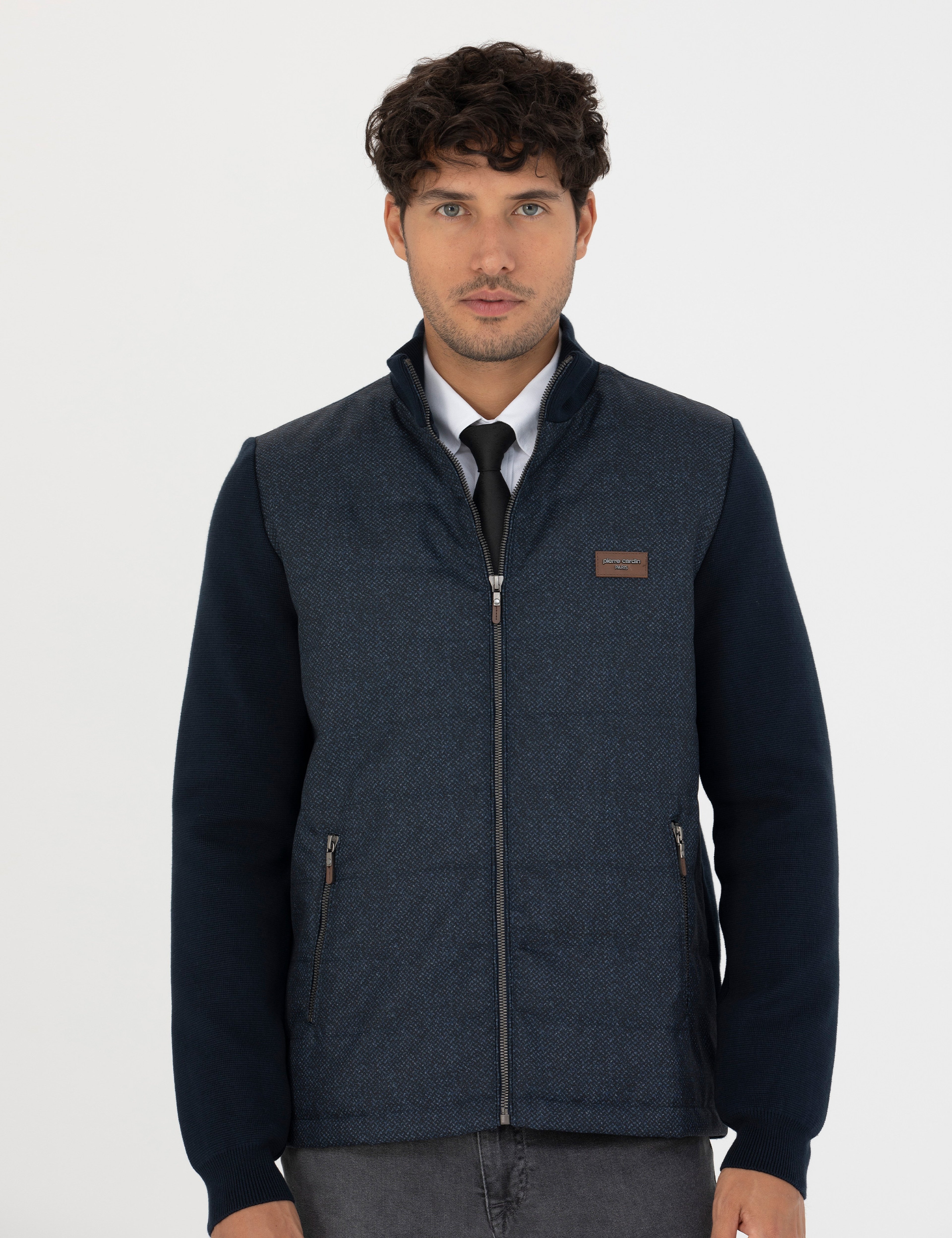 Lacivert Slim Fit Fermuarlı Triko Hırka