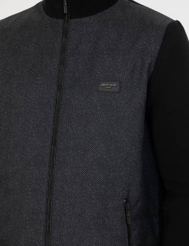 Siyah Slim Fit Fermuarlı Triko Hırka