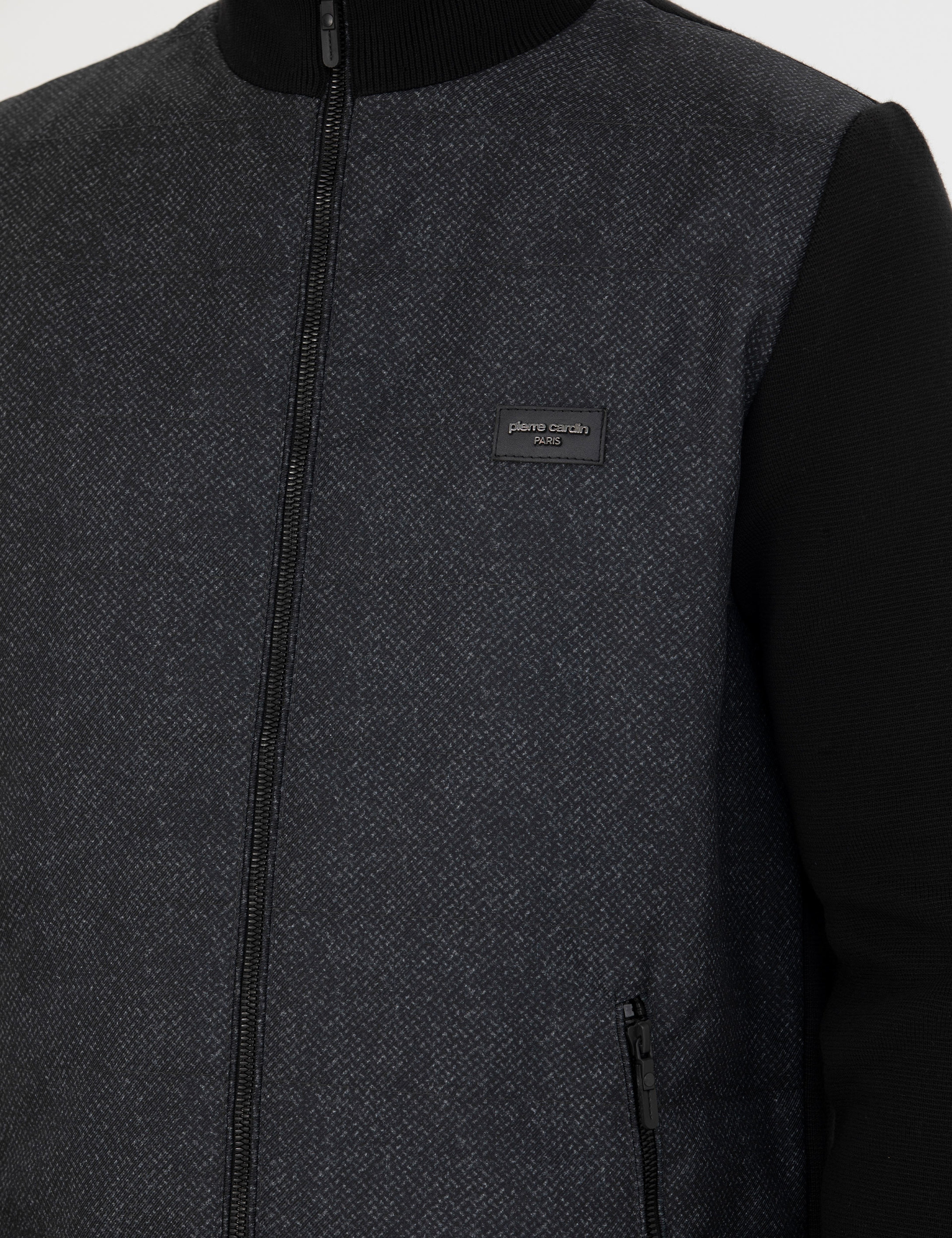 Siyah Slim Fit Fermuarlı Triko Hırka