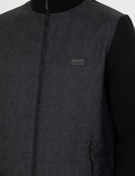 Siyah Slim Fit Fermuarlı Triko Hırka - 50276621017